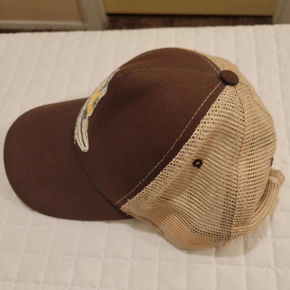 Rare 90s Billabong Brown Beige Mesh Trucker Cap Surfing Monkey Chimpanzee Hat - Picture 2 of 8